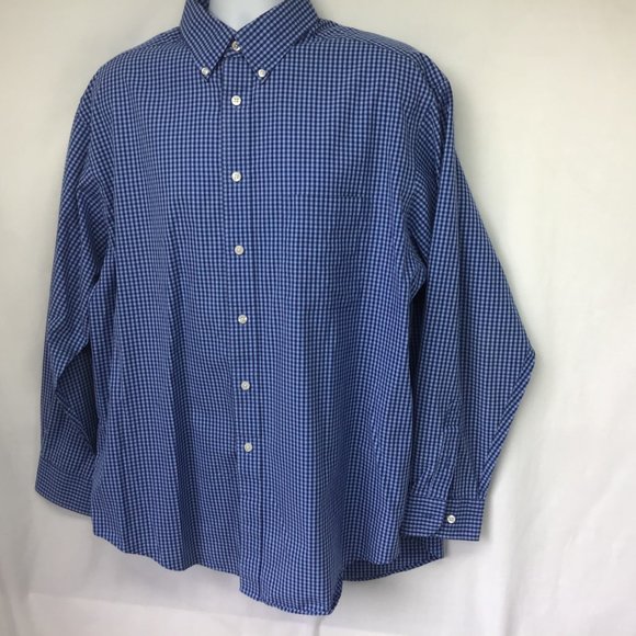 Roundtree & Yorke Men Blue Check Long sleeve Shirt - Picture 4 of 6